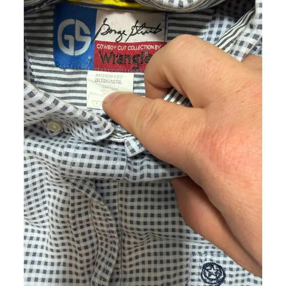 Wrangler‎ George Strait 2XLT Short Sleeve Button Down Shirt Blue Check